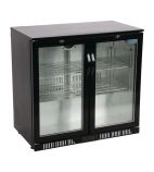 Image of G-Series GL012 198 Ltr Undercounter Double Hinged Glass Door Reduced Height Black Back Bar Bottle Cooler