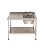 E20601LTP 1000w x 600d mm Stainless Steel Single Sink With Left Hand Drainer (Self Assembly)