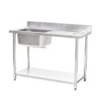 HEF656 1200w x 600d mm Stainless Steel Single Sink With Right Hand Drainer