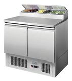 ICE3832GR 300 Ltr 2 Door Stainless Steel Refrigerated Pizza / Saladette Prep Counter