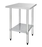 T389 600w x 600d mm Stainless Steel Centre Table with One Undershelf