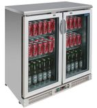 G-Series CE206 223 Ltr Undercounter Double Hinged Glass Door Stainless Steel Back Bar Bottle Cooler