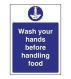 W110 Wash hands Before Handling Food Sign