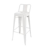 DL890 Bistro Steel High Stool With Backrest White (Pack of 4)
