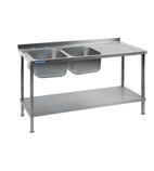 DR392 1500w x 600d mm Fully Assembled Stainless Steel Double Sink With Right Hand Drainer