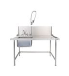 T15SENR 1500(W) x 800(D)mm Right Hand Entry Table With Sink For Classeq Passthrough Dishwashers