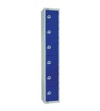 W948-PS Six Door Locker  with Sloping Top Blue Padlock