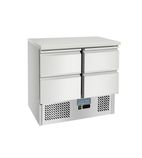 Image of HEF959 Medium Duty 300 Ltr 4 Drawer Stainless Steel Refrigerated Prep Counter
