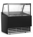 Image of LUXE6 6 x Napoli Pan Black Flat Glass Ice Cream Display Freezer