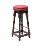 FT455 Classic Dark Wood High Bar Stool with Red Diamond Seat (Pack of 2)