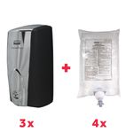 SA632 Alcohol-free Foam Hand Sanitiser Refills 4x4 and 3 AutoFoam Dispensers Chrome Special Offer