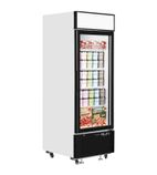 LGF2500 496 Ltr Upright Single Glass Door White Display Freezer With Canopy