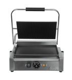 96001 Electric Single Contact Panini Grill - Ribbed Top & Flat Bottom
