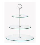 GL080 Glass Three Tiered Afternoon Tea Cake Stand