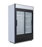 GD900SL 908 Ltr Upright Double Hinged Glass Door Black Display Fridge