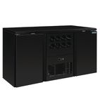 U-Series GL189 380 Ltr Undercounter Double Hinged Solid Door Black Back Bar Refrigerated Counter & Wine Cooler