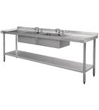 U910 2400w x 600d mm Stainless Steel Double Sink with Double Drainer