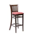 Image of FT430 Manhattan Dark Walnut Bar Chair with Red Diamond Padded Seat
