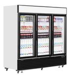 LGC7500 2050 Ltr Upright Triple Hinged Glass Door White Display Fridge With Canopy