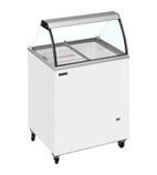 IC200SC+CANOPY 4 x Napoli Pan White Curved Glass Ice Cream Display Freezer With Canopy