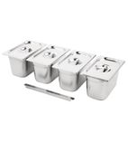Stainless Steel Gastronorm Set 4 1/4 with Lids - SA247