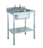Image of SINK0870SBND 800w x 700d mm Stainless Steel Single Bowl Sink Without Drainer