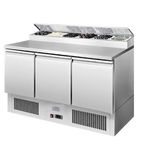 Image of ICE3853GR 380 Ltr 3 Door Stainless Steel Refrigerated Pizza / Saladette Prep Counter