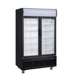 G-Series GM813 950 Ltr Upright Double Hinged Glass Door Black Display Fridge With Canopy