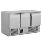 BCC3-GR-TOP Medium Duty 330 Ltr 3 Door Stainless Steel Refrigerated Prep Counter With Granite Worktop