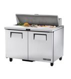 Image of TSSU-48-12-HC 396 Ltr 2 Door Stainless Steel Hydrocarbon Refrigerated Pizza / Saladette Prep Counter