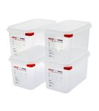 T985 Polypropylene 1/4 Gastronorm Food Storage Container with Lids 4.3Ltr (Pack of 4)
