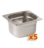 S411 Stainless Steel Gastronorm Tray Set 5 x 1/6 150mm (Pack of 5)