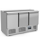 HEF569 380 Ltr 3 Door Stainless Steel Refrigerated Pizza / Saladette Prep Counter