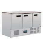 Image of G-Series CL109 Medium Duty 368 Ltr 3 Door Stainless Steel Refrigerated Prep Counter With Marble Worktop