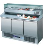 EC-3PIZZA 368 Ltr 3 Door Stainless Steel Refrigerated Pizza/Saladette Prep Counter