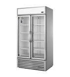 GDM-35-HC~FGD01 991 Ltr Upright Double Hinged Glass Door Aluminium Hydrocarbon Display Fridge With Canopy