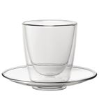 CP884 Double Walled Cappuccino Glass and Saucer 220ml (Pack of 6)