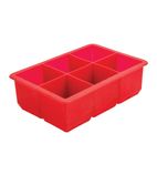 Image of CZ403 Six Cavity Silicone Ice Cube Mould Red