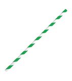 FB143 Bendy Paper Straws Green Stripes 210mm (Pack of 250)