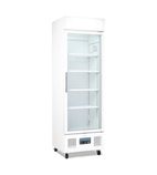 Image of G-Series DM076 367 Ltr Upright Single Glass Door White Display Fridge With Canopy