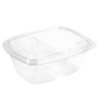Fresco Two-Compartment Recyclable Deli Containers With Lid 900ml / 32oz