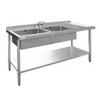 U905 1500w x 600d mm Stainless Steel Double Sink With Right Hand Drainer
