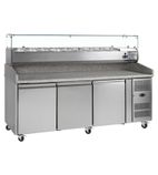 Image of PT1300 565 Ltr 3 Door Stainless Steel Refrigerated Pizza / Saladette Prep Counter