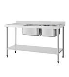 DY825 1500w x 600d mm Stainless Steel Double Sink With Left Hand Drainer