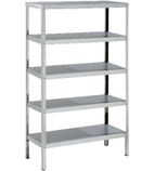 RACK5S10300-SOLID Stainless Steel Storage Racks with 5 Solid Shelves and Adjustable Feet