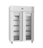 U-Series UA042 1400 Ltr Upright Double Hinged Glass Door Stainless Steel Display Fridge