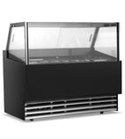 LUXE9 9 x Napoli Pan Black Flat Glass Ice Cream Display Freezer
