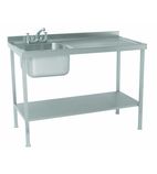 SINK1270R 1200w x 700d mm Stainless Steel Single Sink With Right Hand Drainer