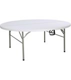 HC270 Round PE Centre Folding Table White 6ft