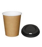 SA430 Special Offer Fiesta Recyclable Brown 225ml Hot Cups and Black Lids (Pack of 1000)